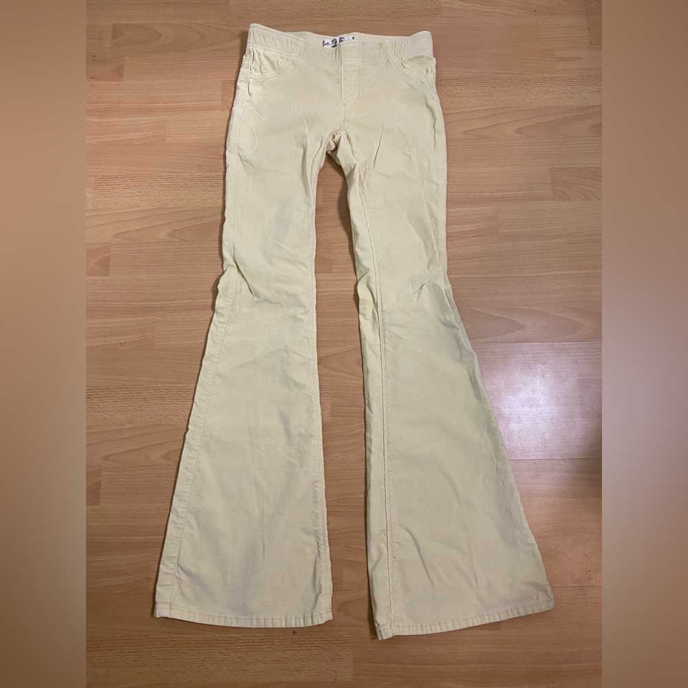 Free People 25W Pale Yellow Penny Pull-On Corduroy Flare Pants